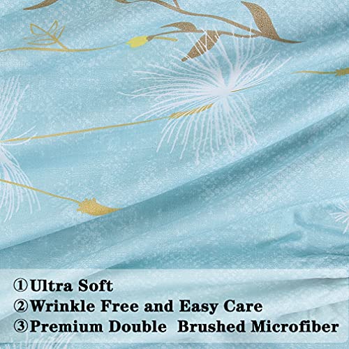 Image of JSD Blue Floral Printed Sheet Set Cal King Deep Pocket | 4 Piece Soft Botanical Microfiber Sheets, OEKO-TEX Certified, Easy Care