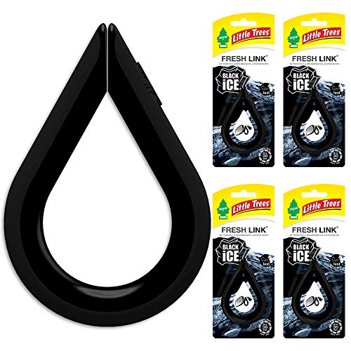 Little Trees Car Air Freshener | Fresh Link Provides a Long-Lasting Scent for Auto or Home CTK-52031-24-AMA| Clips Anywhere | Black Ice, 4-Pack