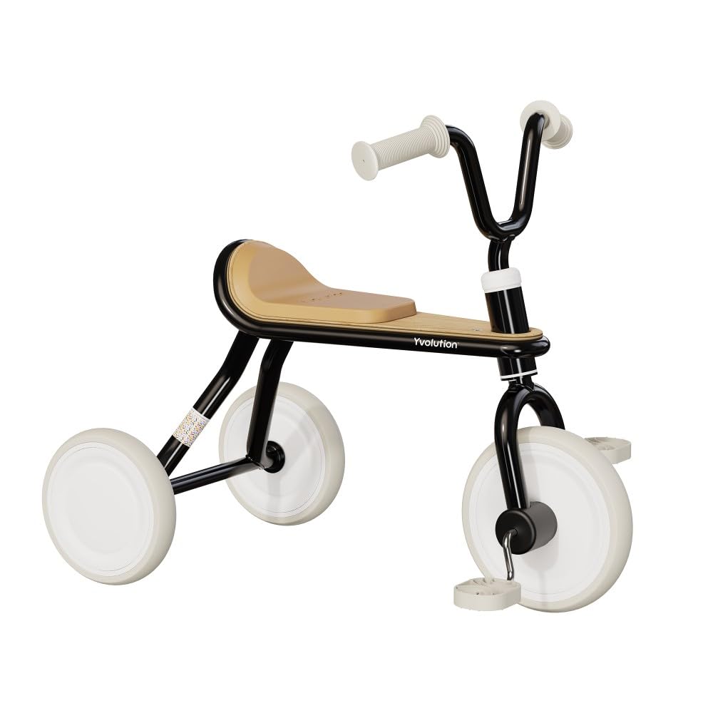 Yvolution Tricycle classique noir - Look vintage et siège confortable
