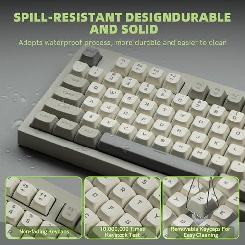 Image of womier DK98 Retro Wired Gaming Keyboard Creamy Membrane with Rainbow RGB Backlight - Quiet,Volume Knob,PBT Keycap 97 Key ANSI Layout Compatible with Windows 10 /8.1 /8 /7 (Grey)