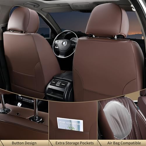 Image of FLORICH Car Seat Covers, Premium Leatherette Car Seat Covers Front Seats, Waterproof Nappa Leather Seat Protectors, Breathable Car Seat Cushion for Most Sedans Cars SUV Trucks, Coffee