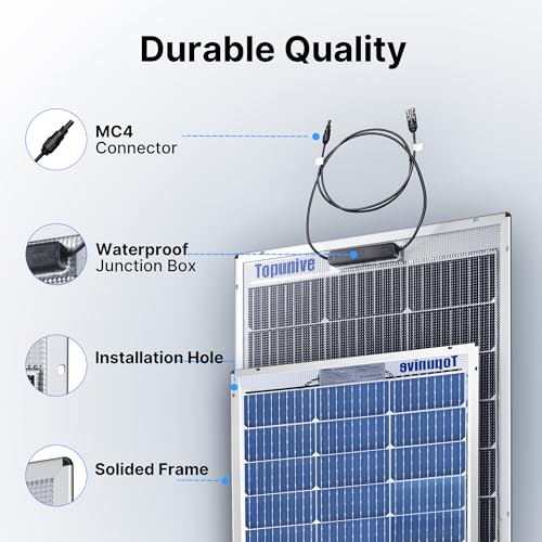 Topunive Bifacial 100W 12V Solar Panel 9BB Monocrystalline Cell 12 Volt for Marine RV Trailer Boat Cabin Van Car Uneven Surfaces 12V Battery Charge