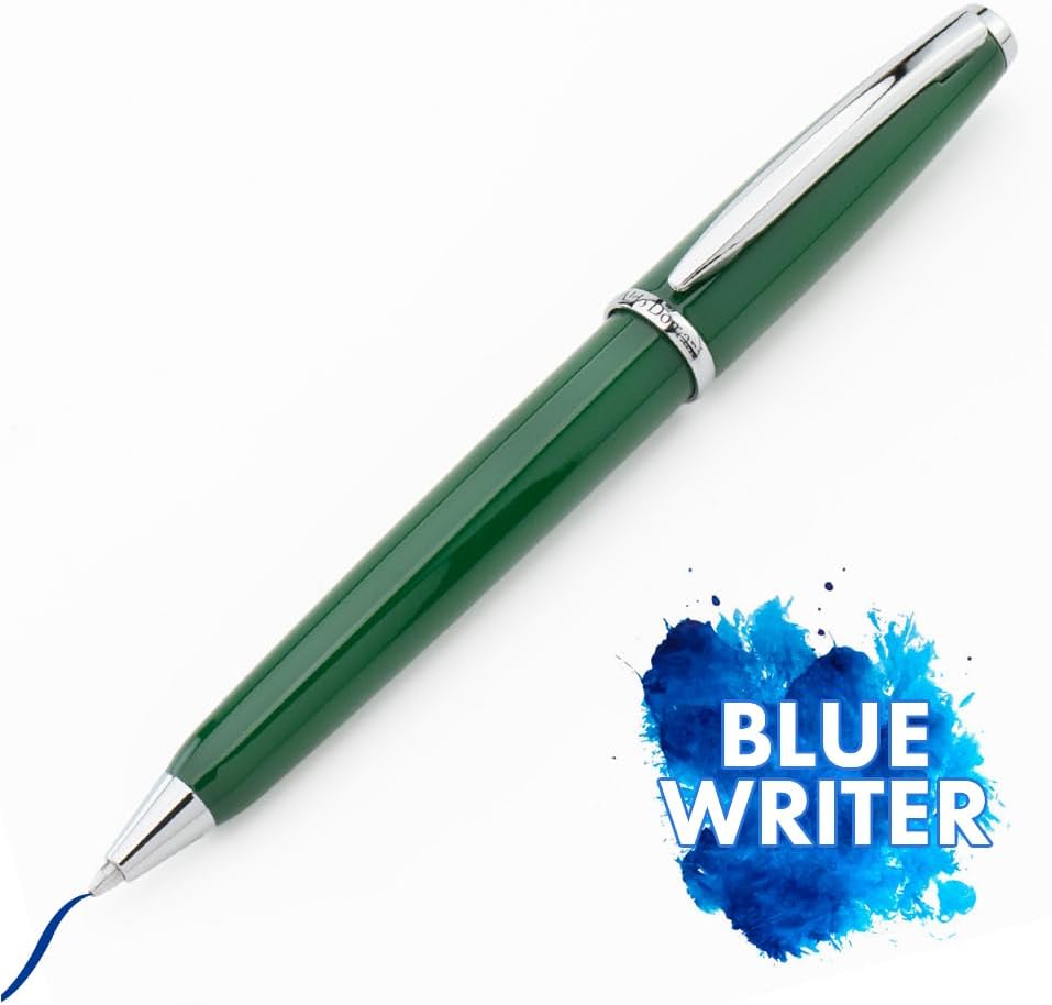 Monteverde USA Aldo Domani Luxury Ballpoint Pen – Deep Green Lacquer Finish – Smooth Blue Gel Ink – Italian-Inspired, Refillable Parker-Style Pen