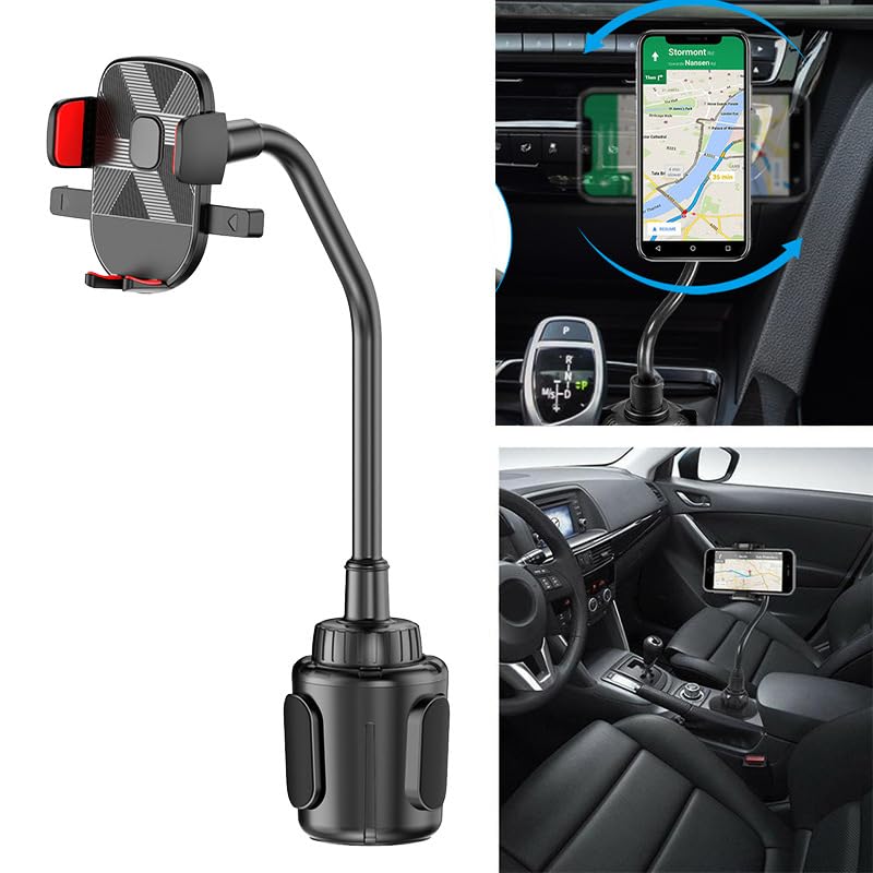 Auto-Tablet-Halterung, Schwanenhals-Tablet- und Getränkehalter fürs Auto, 360° drehbar für die meisten flachen Mittelkonsole im Auto sowie für 4-12,9 Zoll Smartphones und Tablets