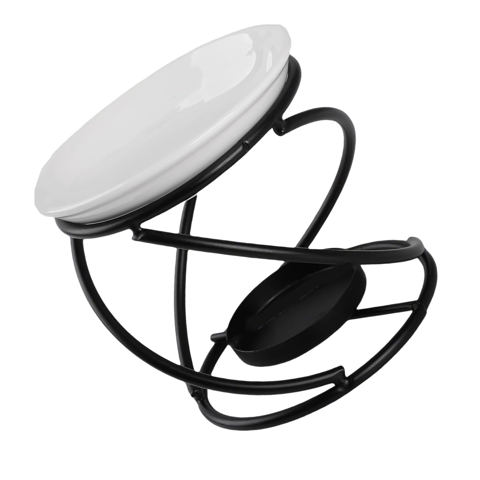 Aromatherapie-Brenner, Stilvoller Schmelzwärmer, Teelichthalter, Metallgestell for Wohnraum und Schlafzimmer, Schreibtisch-Ornament, Wachsschmelzwärmer(Black)