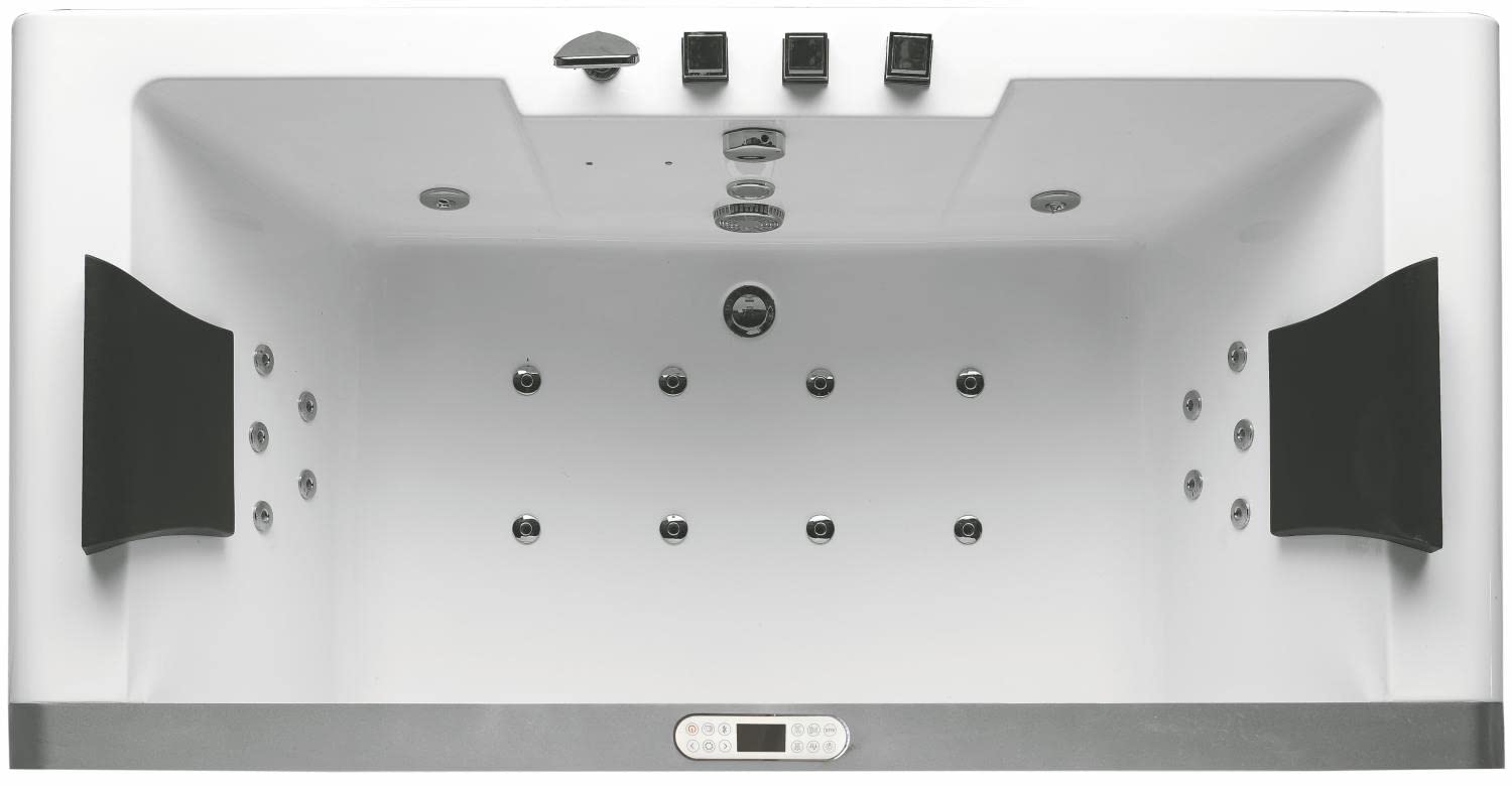 AM196ETL 6' Clear Rectangular Acrylic Whirlpool Bathtub for Two, White