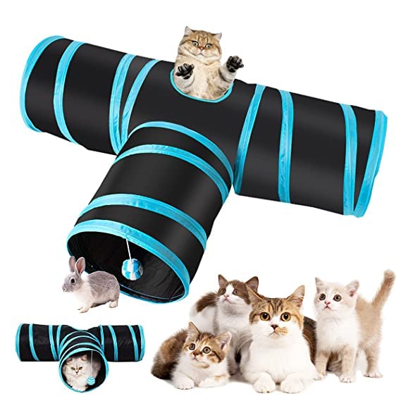 Dog Trust 3 Way Pet Tunnel Toy - Cat Kitten Dog Rabbits Cat Interactive Toy, Foldable Pet Cat Toy with Ball Tunnel (Dark Blue) (B0BHLZFC6W) Amazon Price History, Amazon Price Tracker
