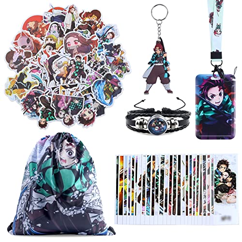 YAXMME 90 Pcs Dam Slay Merch Geschenkset, Anime Sticker, Keychain, Kordelzugbeutel, Lesezeichen, Armband, Kartenhaltern, für Fans