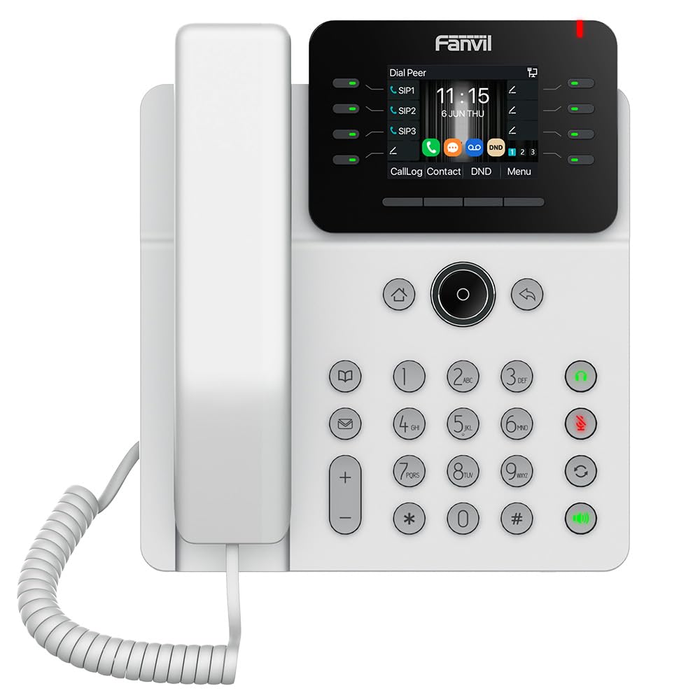 Fanvil V62G Prime Business IP Phone White, 2.8 Color Screen, 12 SIP Lines, 7 line Keys Plus 1 Page Key, 21 DSS Keys, Dual gigabit, PoE, IPv4&IPv6