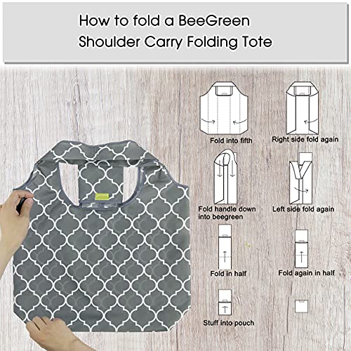 Beegreen Shopping Bags Reusable Grocery Tote Bags 6 Pack Xlarge 50Lbs Ripstop Geometric Fashion Recycling Bags With Pouch Bulk Machine Washable Nylon Bags Black Gray Blue Navy Teal Christmas #TOP5
