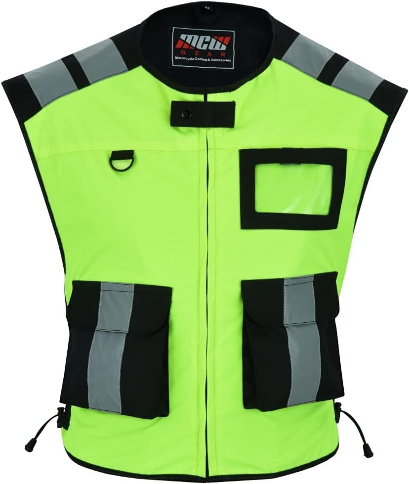 MCW GearHigh Visibility HI VIZ VIS MOTORBIKE MOTORCYCLE & INDUSTRIAL TEXTILE VEST JACKET