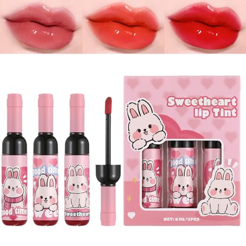 Hitburu Tinte Labial | Pack 3 Unidades Impermeable Diseño Botella de Vino - Cosméticos Resistentes al Sudor para Viaje y Fiesta