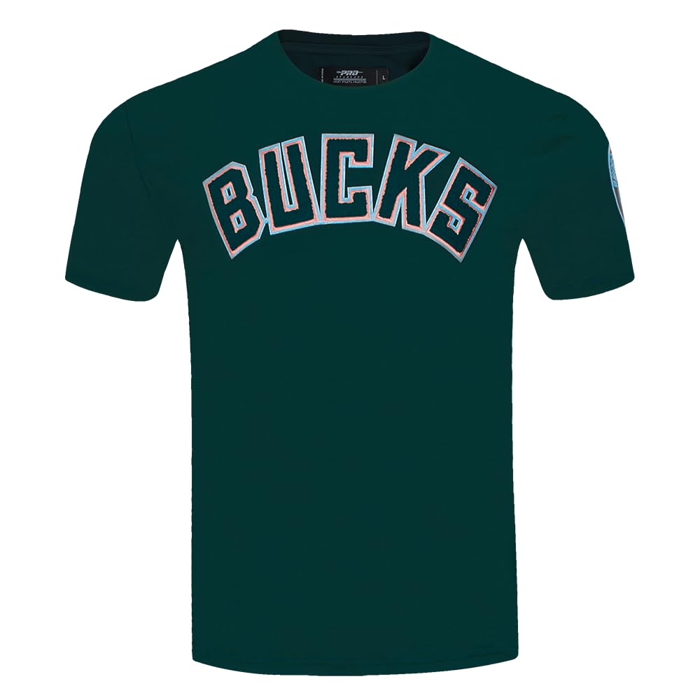 Pro Standard Mens NBA Milwaukee Bucks Classic Chenille Short Sleeve Tee Forest Green XL โ image 1