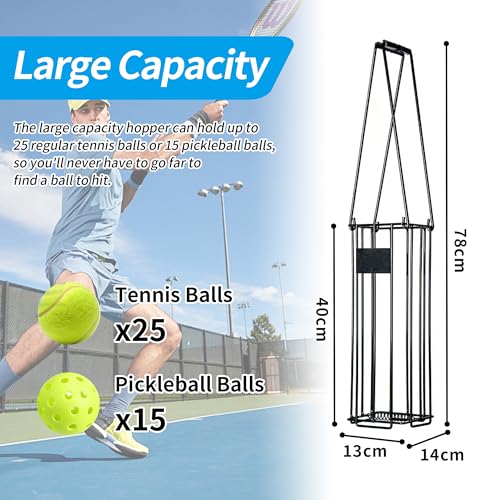 Portable Tennis Ball Hopper Basket, Pickleball & Tennis Ball Collector with Handle, Ball Bucket Carrier Gatherer Picker Hopper for Picking and Storage Training Tool for Ball - Image 3