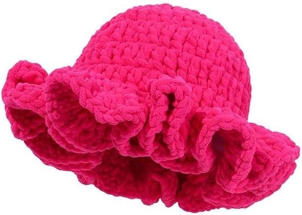 Handmade Adult Fisherman's Hat Women's Coral Fleece Knitted Pleated Edge Woolen Hats
