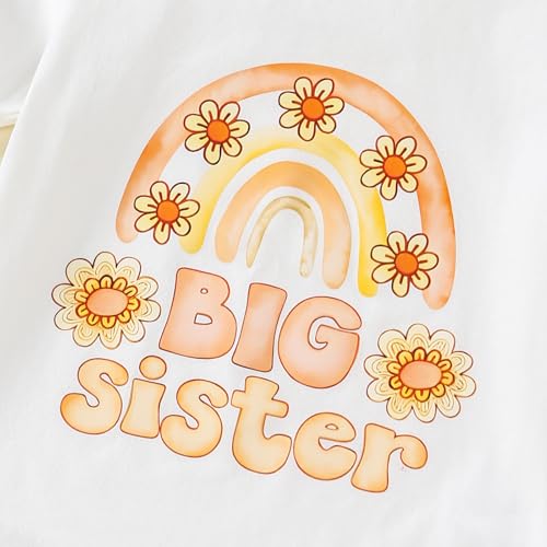 Image of Little Girl Shirts Big Sister Tee Shirt Top Summer Short Sleeve Clothes 2-7 Years