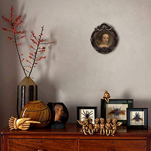 Small Vintage 3X3 Round Picture Frame, Mini Antique Ornate Circle Photo Frame, Table Top Display And Wall Hanging Home Decor, Old Fashioned Photo Gallery Art Deco, Rustic Brown – By Sylvia‘s Shop #TOP5
