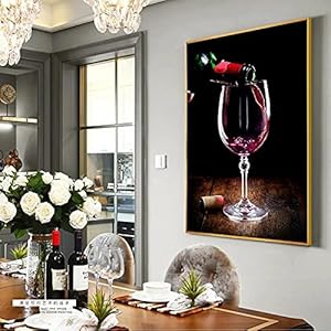 Rode Wijn en Fles Keuken Moderne Muur Art Poster Print Canvas Schilderij Muur Kunst Foto Voor Woonkamer Restaurant Decor 60x80cm Frameless