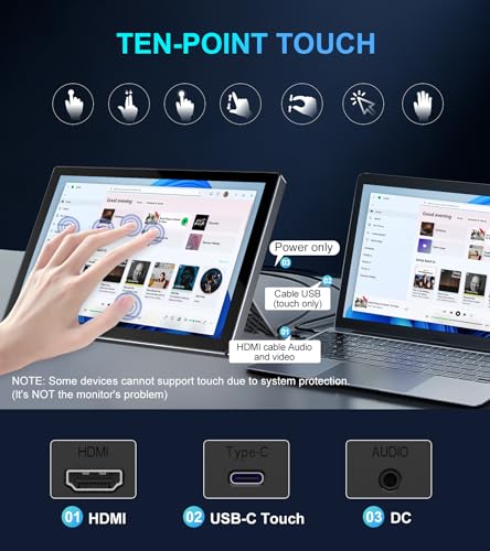 Image of 10.1 Inch Touchscreen Monitor Compatible with Raspberry Pi, Built-in Enclosure, 1920x1200 IPS Portable HDMI Touch Screen Display for Raspberry Pi 5 /4B /3B+ /3B /B+ Jetson Nano PC Win11 /10 /8 /7