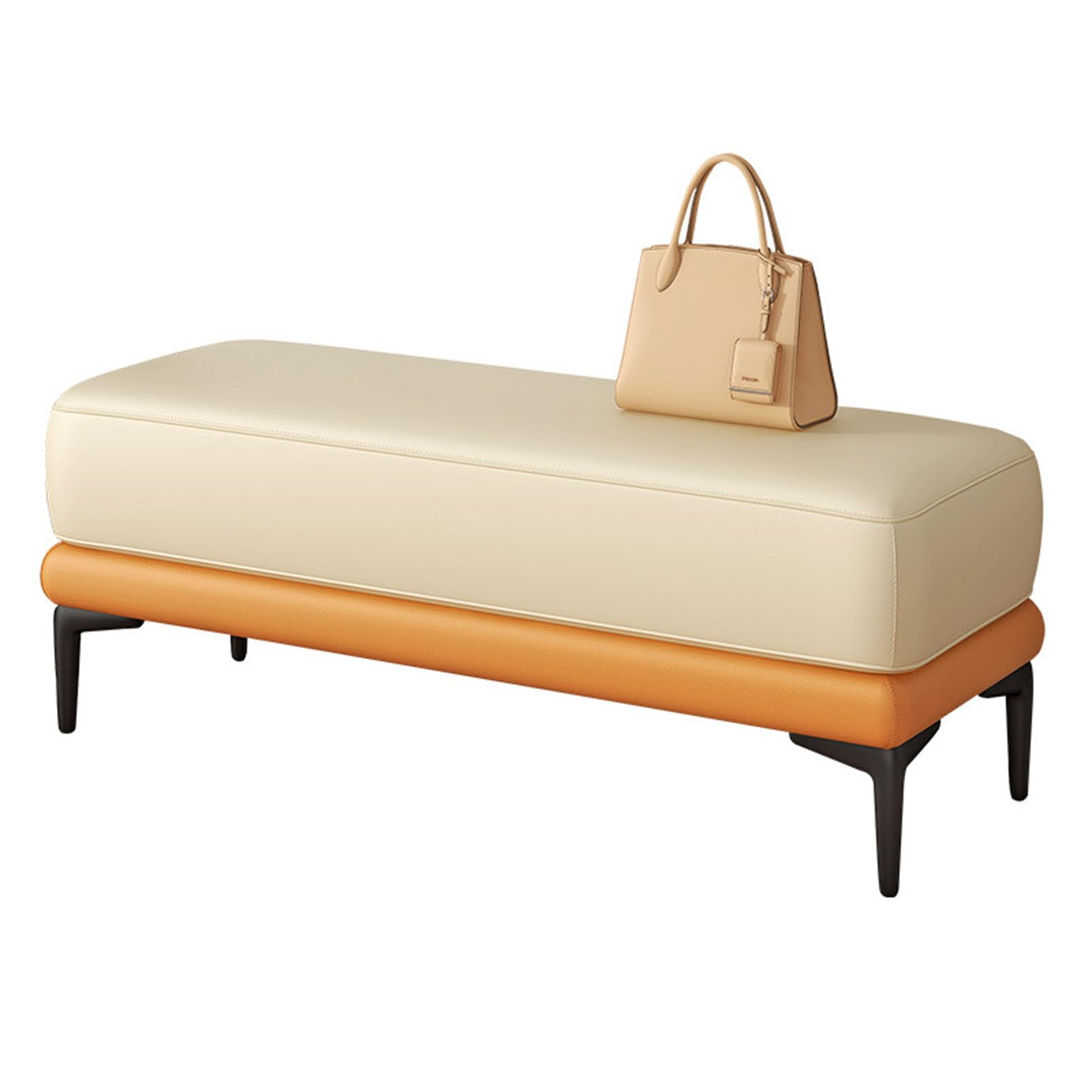 Banc ottoman rembourré haut de gamme, structure métal noir premium et assise confort