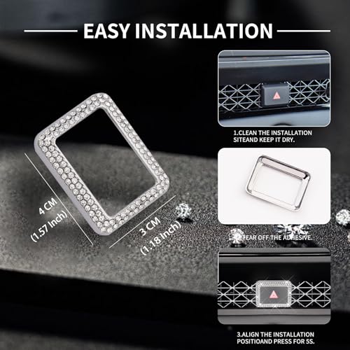Image of Bling Hazard Warning Button Cover Sticker Fit for 11th Gen Honda Accord Civic CR-V 2024.(Silver 2)