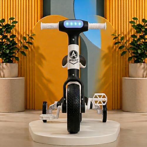 Image of Stardust 3-in-1 Kids Tricycle for 2-5 Years - Convertible Tricycle, Bicycle & Balance Bike for Boys & Girls - Kids Cycle with LED Light, Music & Foldable Training Wheels - Ride On Toy (Black)