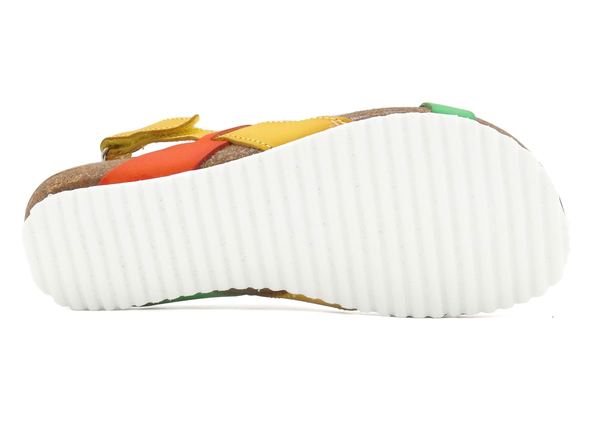 CASUAL Sandales en cuir pour femme avec semelle anatomique en cuir véritable avec rembourrage en gel et semelle en liège