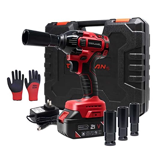 Toolman Rechargeable Lithium-ion cordless Power Impact Wrench kit 1/2" 21V with Drill Set Led Light Free Case & Work Gloves (1 Battery) ZTP011