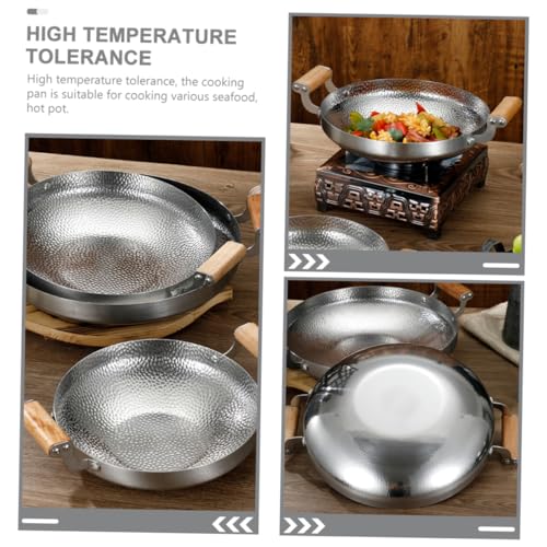Sartén Wok de Acero Inoxidable con Mango de Madera miniatura 2