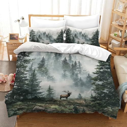 Housse de couette cerf microfibre résistante effet 3D luxe - 3