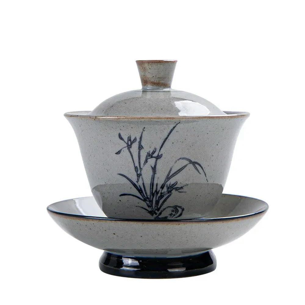 Porcelanowy zestaw do herbaty Gaiwan Kung Fu, Ceramiczny zestaw do herbaty Gaiwan wielokolorowy 180 ml(Calliopsis)