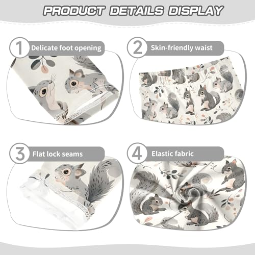 Cute Squirrel Grey Girls Leggings Athletic Pants Tights Stretch Bottom3