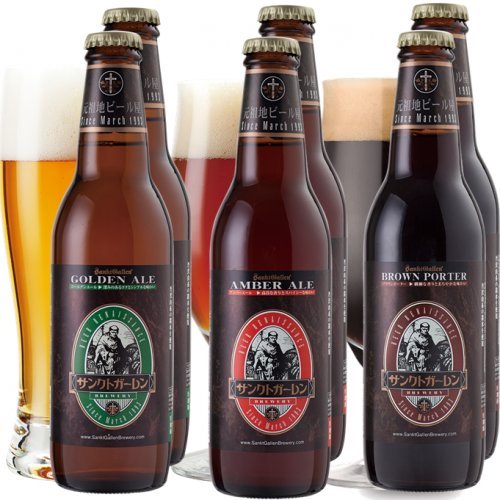 金賞地ビール 3種 330ml×6本 飲み比べセット クラフトビール 詰め合わせ (金・琥珀・黒色ビール各2本) 専用ロゴ入箱のサムネイル