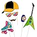 LUOEM 80s Party Photo Booth Props Funny Birthday Party Photo Booth Props with Wooden Sticks 21 Count Creative Party Decoration Supplies