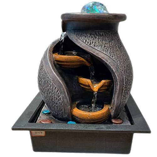 GTC Polyresin Beautiful Mini Waterfall Fountain with Electric Water Pump for Home Decor Show Piece Indoor Decorative Diwali Birthday Item Showpiece (75054, Multicolour)