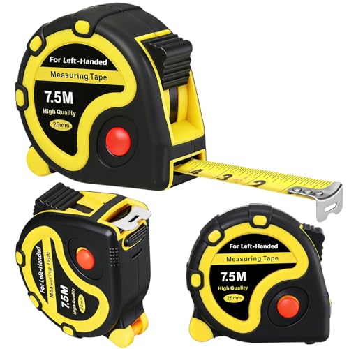 Relaxweex Left Handed Tape Measure with Rubber Reading from Right to Left Measure 25ft