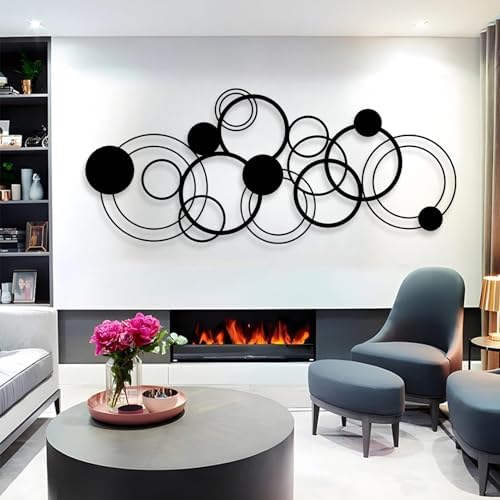 Cadeali Abstract Circles Metal Wall Art, Geometrical Metal Wall D...