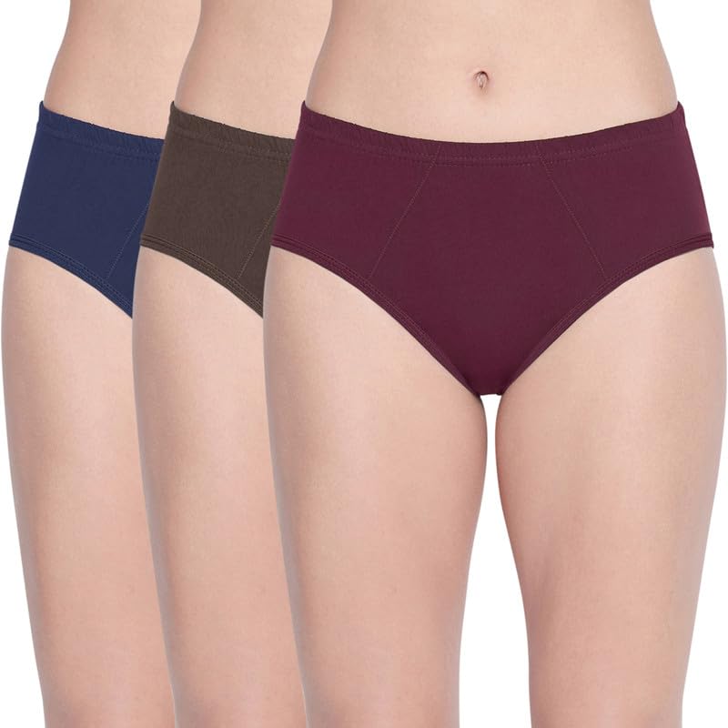 BODYCAREWomen's Combed Cotton Assorted Hipster Panty Pack of 3 2D-D