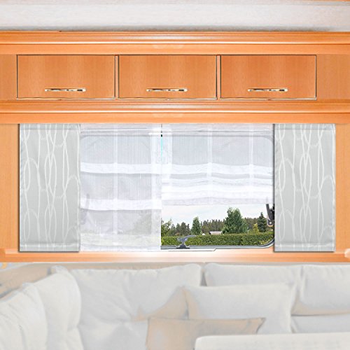 SeGaTeX home fashion Caravan-Flächenvorhang Nautis | Höhe 40 –120 cm nach Maß | hellgrau Flächengardine für Caravan Wohnwagen Wohnmobil