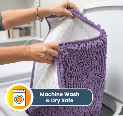 Image of Muddy Mat | Super Water Absorbent Door Mat Indoor, Microfiber Quick Dry Chenille Entryway Rug, Slip Resistant Front Door Mat, Indoor Mats for Entryway, Machine Washable Pet Rug, Lavender 48 inch x 60 inch