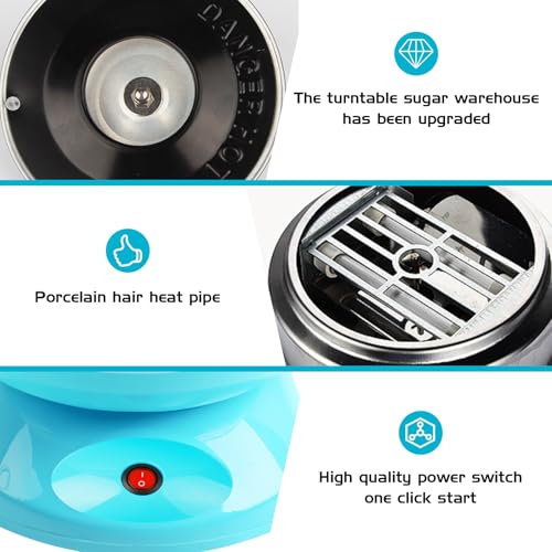 Zuckerwattemaschine Für Zuhause, Zuckerwatte Maschine, Retro Cotton Candy Machine, 450w Für Verschiedene Partys Einfache Bedienung Und Leicht Reinigen Cotton Candy Machine Inkl. Zubehör(Blau) – Bild 8