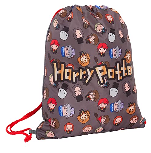 Harry Potter Chibi Drawstring Bag Kids PE Kit Gym Bag Childrens Trainer Swim Bag School Nursery Backpack, Multi-coloured