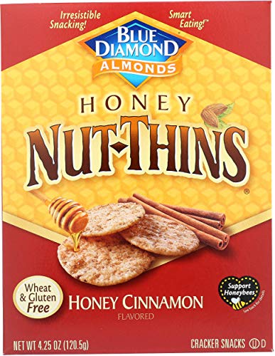 Image of Blue Diamond Almonds Nut Thins Honey Cinnamon Gluten Free Cracker Crisps, 4.25 Oz Boxes (Pack of 12)