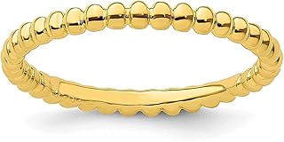 Anel de prata esterlina 925 banhado a ouro com contas tamanho 9,00 empilhável elegante/joias finas para mulheres presentes para ela, Prata esterlina 925, banhado a ouro, prata