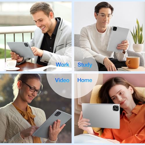 Image of Tablet, 10 inch Android 14 Tablet, Octa-Core Processor, 12GB RAM + 128GB ROM, 1280x800 HD IPS Touchscreen, 6000mAh Battery, 2.4G /5G WiFi 6, BT 5.4, Dual Camera, Metal Body, Sliver