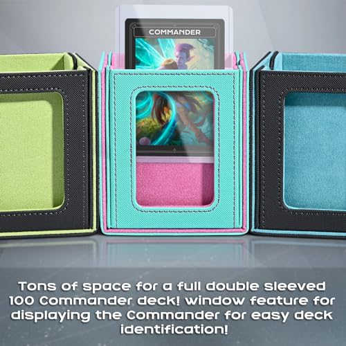ZLCA MTG Deck Box mit Commander Display, Magnetic Sammelkarten Box für 100+ hüllen Karten, Premium Karten Aufbewahrungsbox mit 2 kartentrenner 1 Toploader Kompatibel mit Trading Cards (Grey&Green)