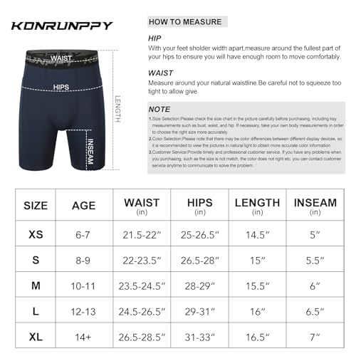 Konrunppy 24030301 Boys Compression Shorts Side Pocket Youth Kids Spandex Athletic Underwear Performance Sports Shorts thumb #5