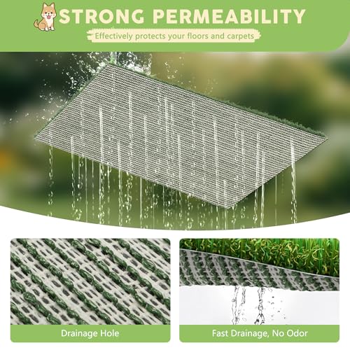 Image of Dog Grass Pad with Tray, 25 inch x 20 inch Indoor Artificial Grass Pee Pad | Puppy Potty Training, Portable Dog Toilet Pet Loo, 3-Layer System with fake grass mat & tray, Keep floor & carpet clean