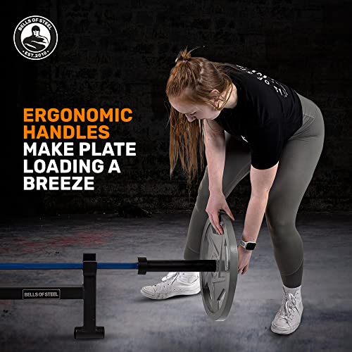 Image of Cast Iron Weight Plates [Bells of Steel] Mighty Grip Cast Iron Olympic Weight Plates - Semi-Gloss 2 inch Weight Plate, Hammertone Powder Coat Barbell Weight Plates - Pair or Weight Plate Set