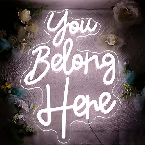 Image of Allball You Belong Here Neon Signs for Wall Decor, Motivational Neon Sign Inspirational Quote Neon Light LED Classroom Decor, for Bedroom Salon Bar Home Wall Decor Classroom Decor Party(16.1 *10.6In)